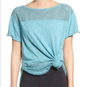 FP Movement Top Hourglass Teal Mesh Short Sleeve